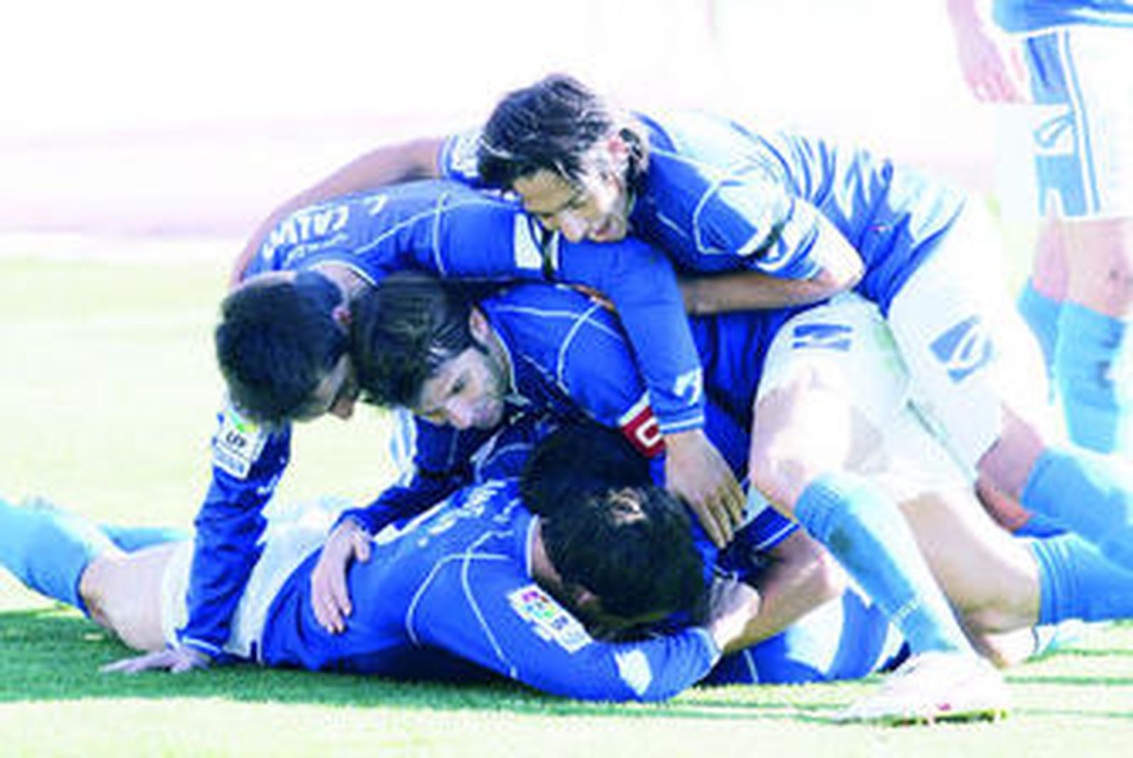 Los jugadores xerecistas celebrando un gol del conjunto andaluz.