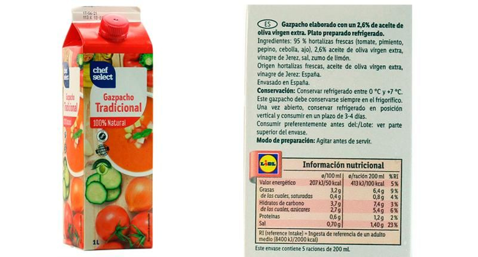 Gazpacho tradicional Chef Select 'Lidl'
