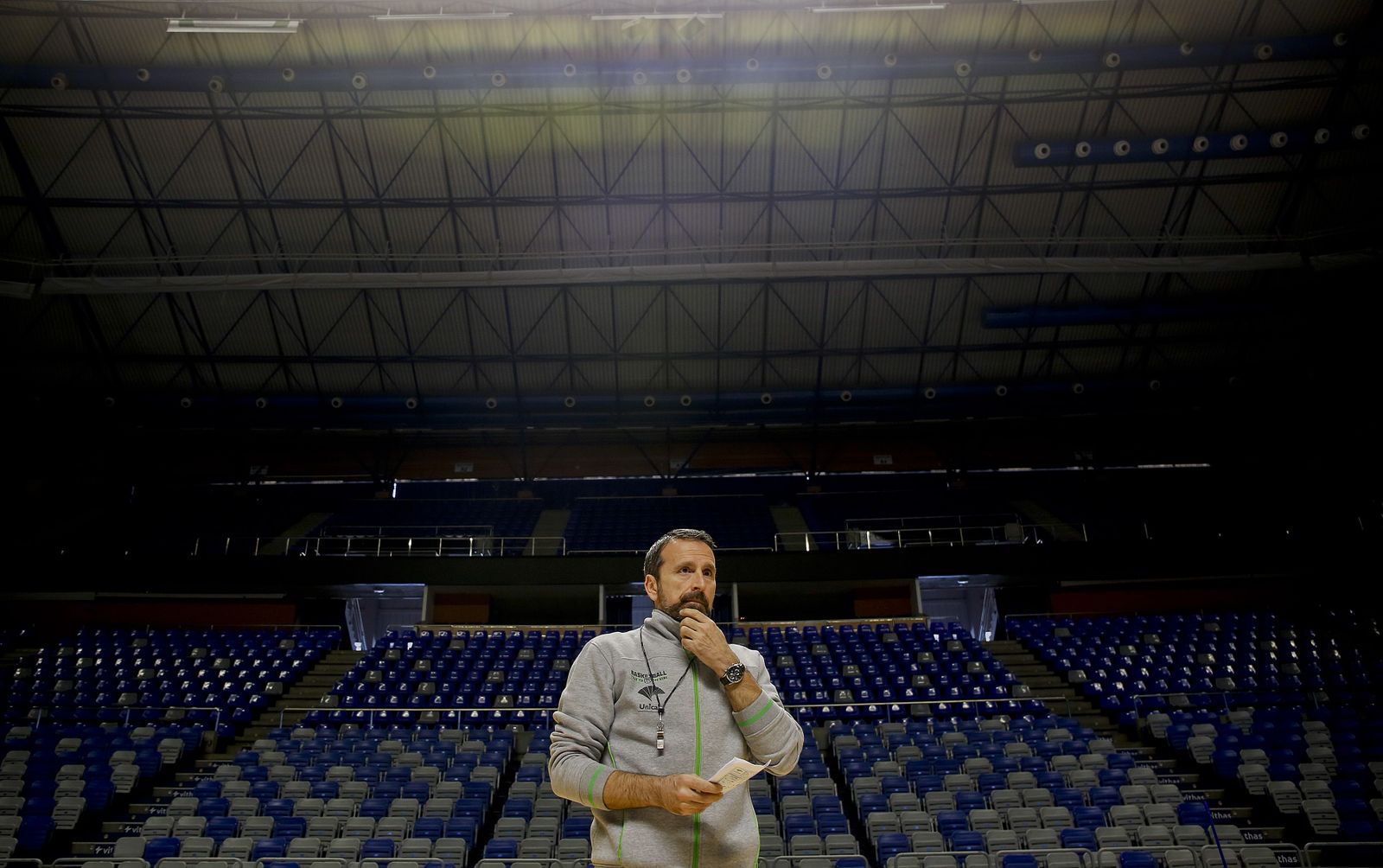 Joan Plaza, durante un entrenamiento en el Carpena en su etapa en el Unicaja.