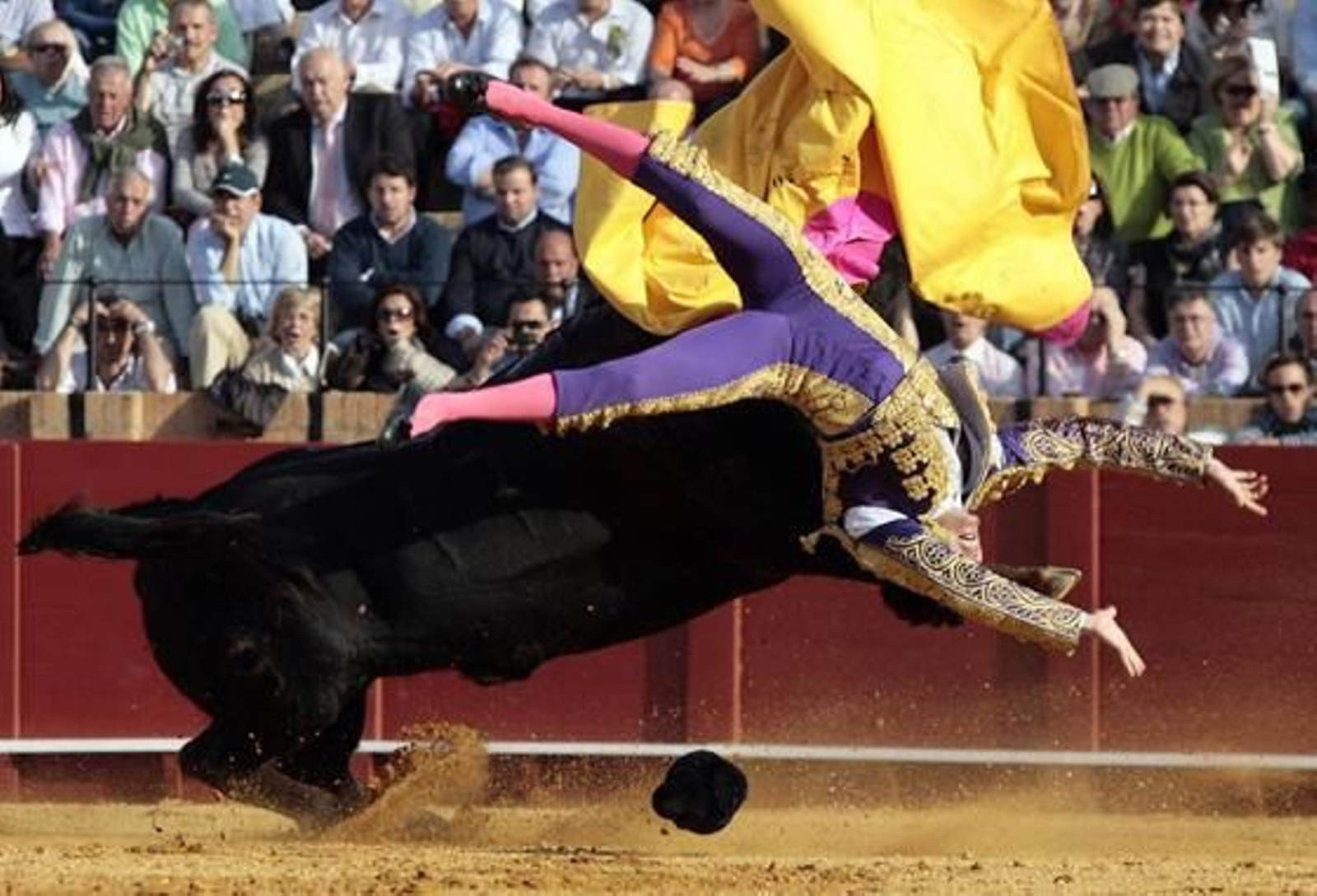 El diestro camero Alfonso Oliva Soto fue cogido aparatosamente por su primer toro, que lo arrolló de manera violentísima.

Foto: Juan Carlos Muñoz