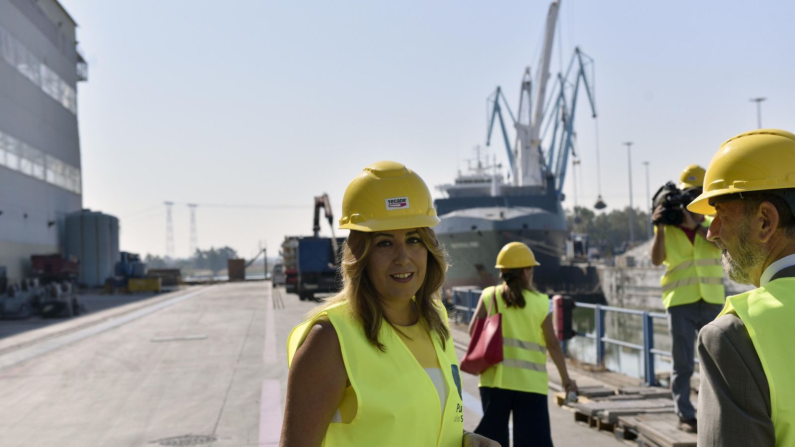 La presidenta Díaz en la visita que hizo al Puerto en septiembre de 2017.