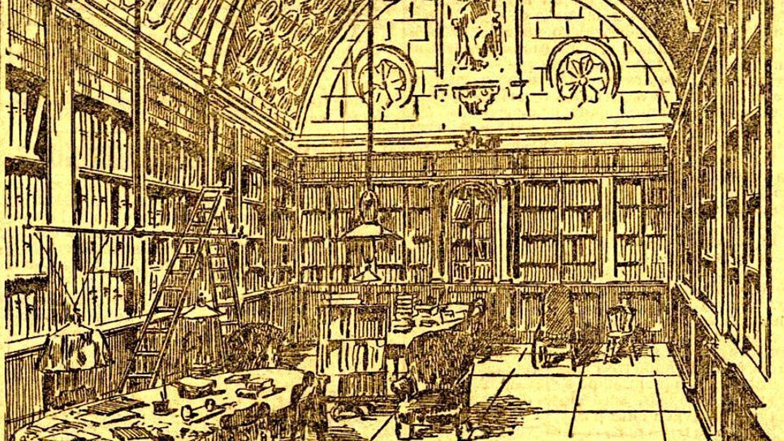 Interior de la antigua Biblioteca Municipal de Jerez, 1895.