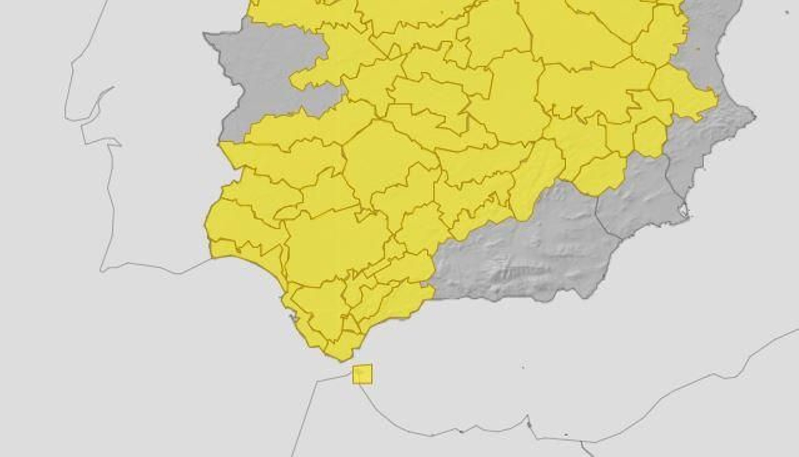 Avisos amarillos en Andalucía.