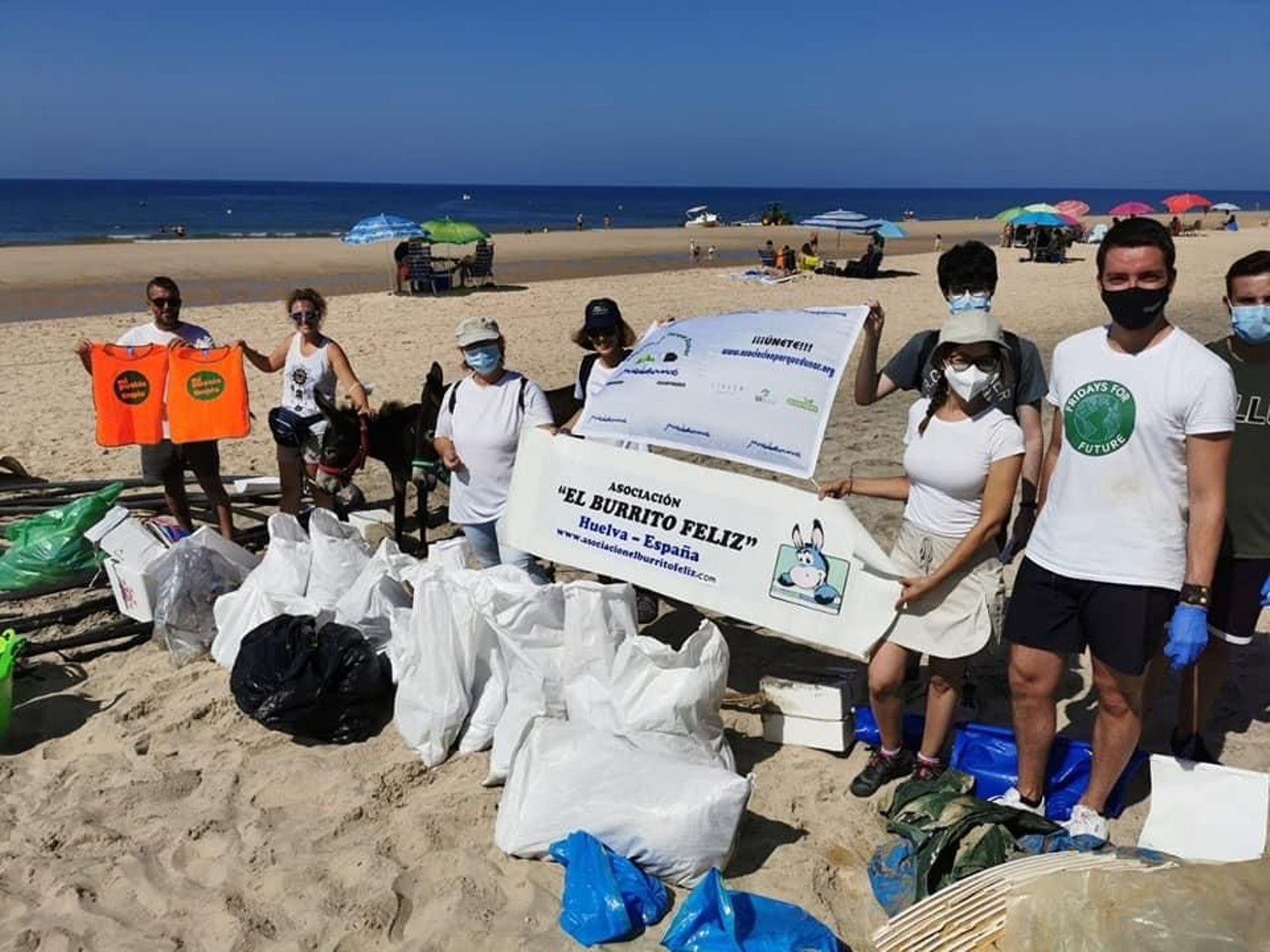 Limpieza de la playa de Matalascañas de la Asociación El Burrito Feliz