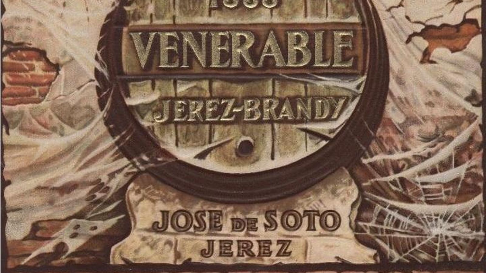 Etiqueta de brandy Venerable.