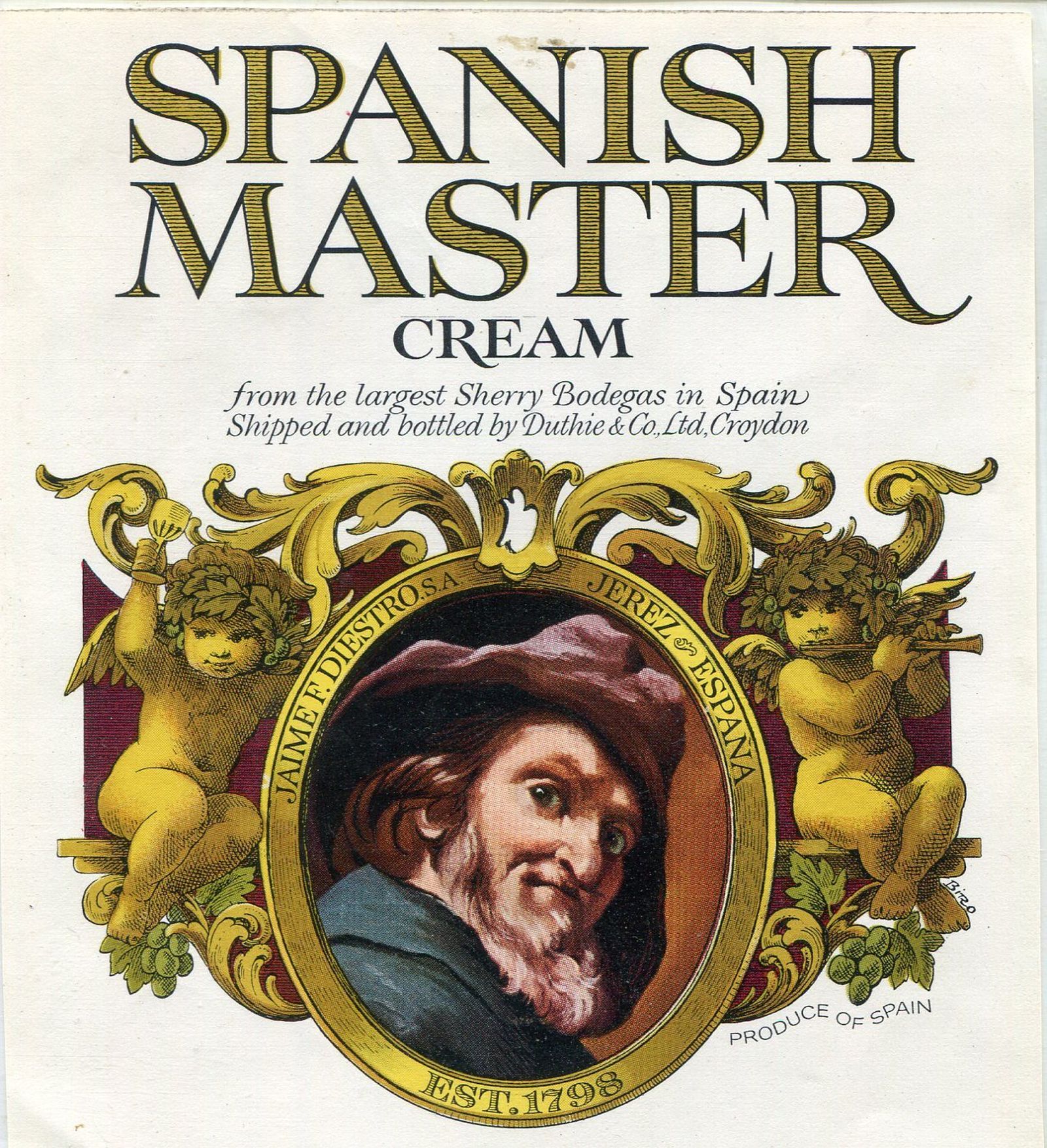 Etiqueta de jerez en el extranjero.