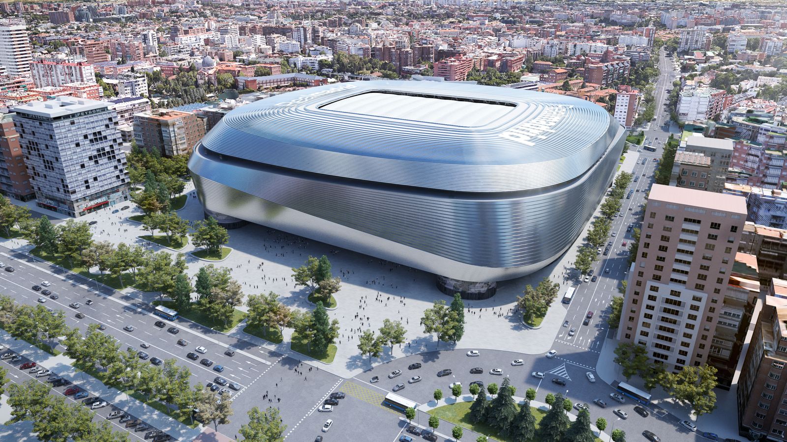 Recreación del nuevo estadio del Real Madrid con el acero de Acerinox.