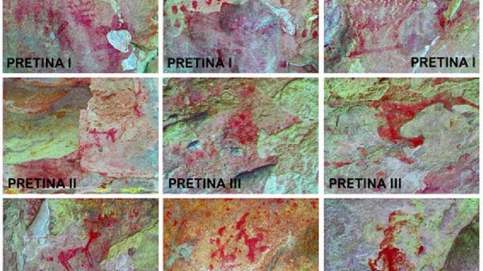 Fotografías tratadas de diferentes motivos del conjunto rupestre de Pretina, Benalup-Casas Viejas, Cádiz.