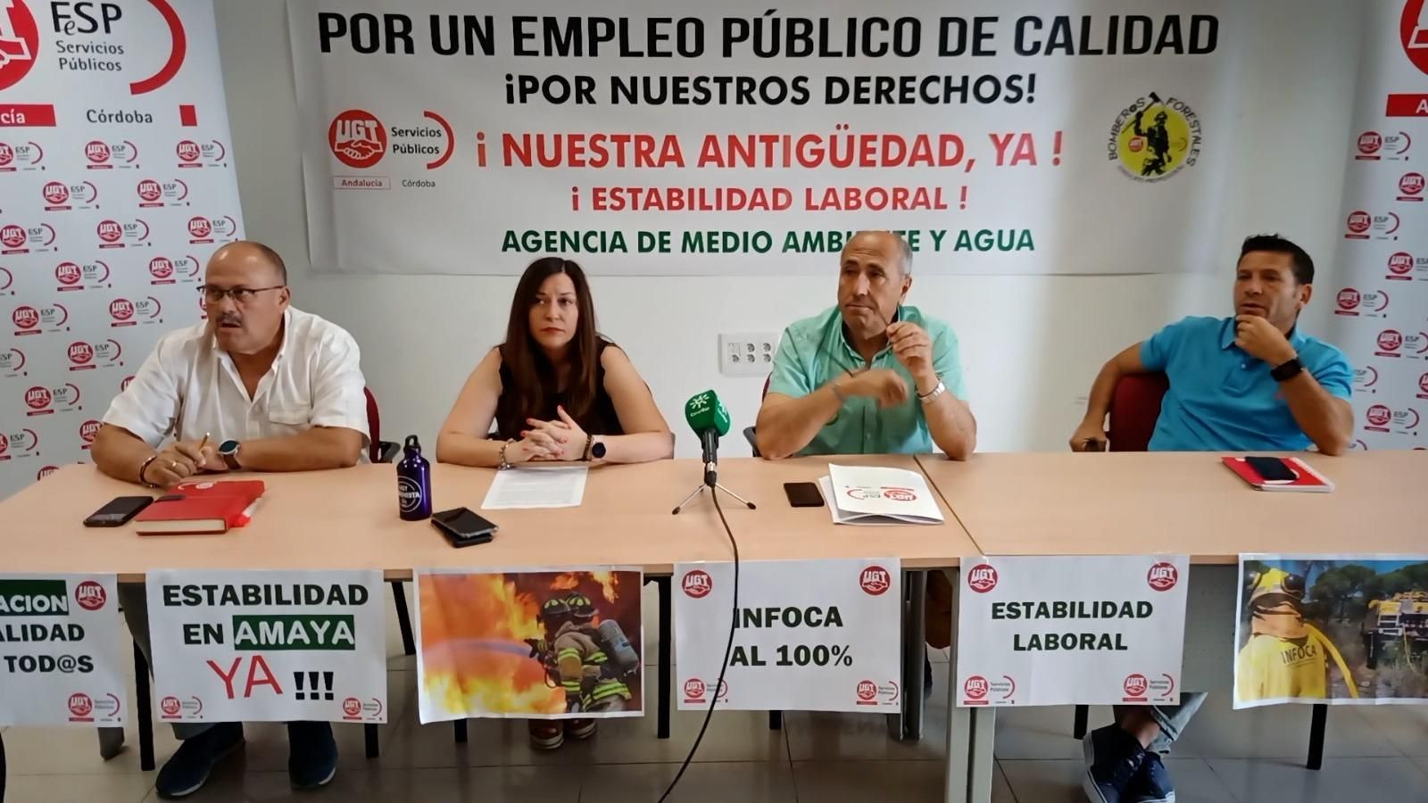 Un momento de la rueda de prensa de UGT.