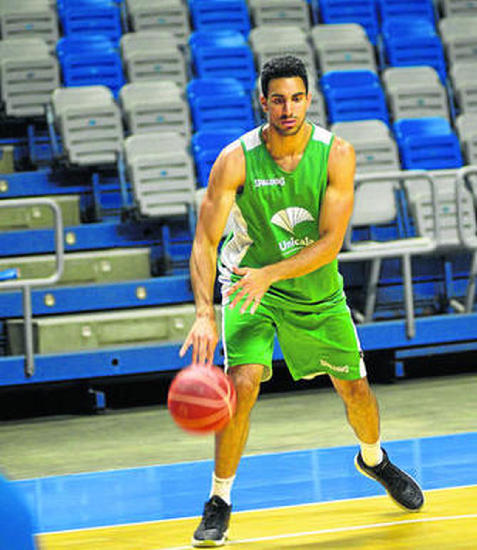 Juan José García, en su primer entrenamiento con el Unicaja.