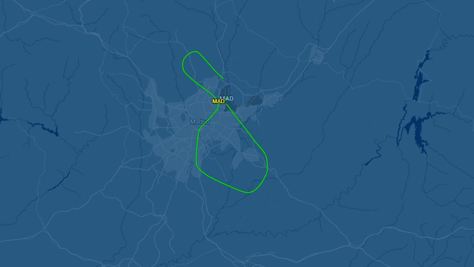 Trayectoria del vuelo Madrid-Almería del jueves 23 de octubre.