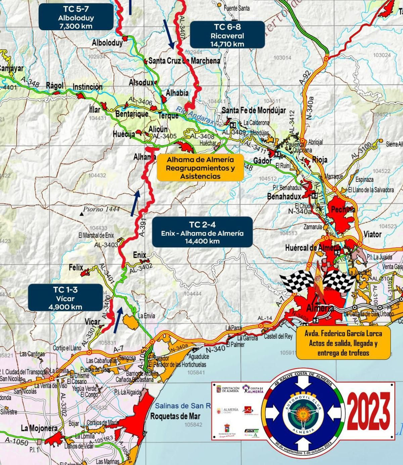 Recorrido del 48 Rallye Costa de Almería.
