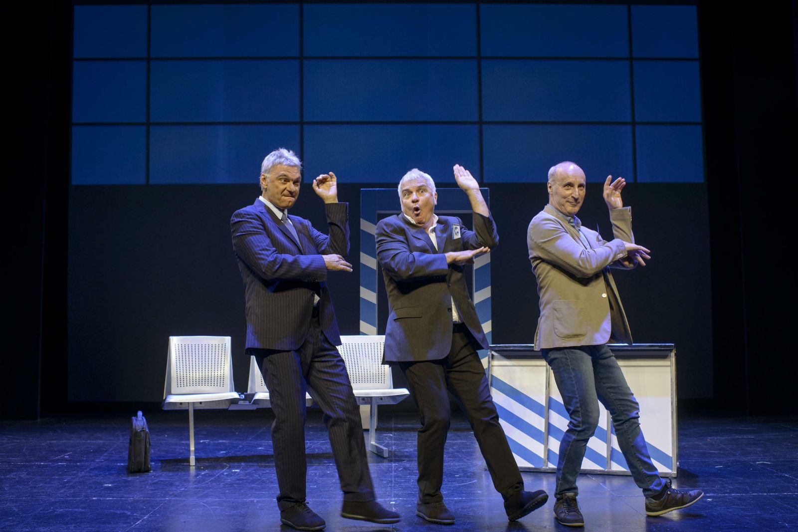 Carles Sans, Joan Gràcia y Paco Mir, en una imagen promocional de ‘Hits’, el último espectáculo de Tricicle.