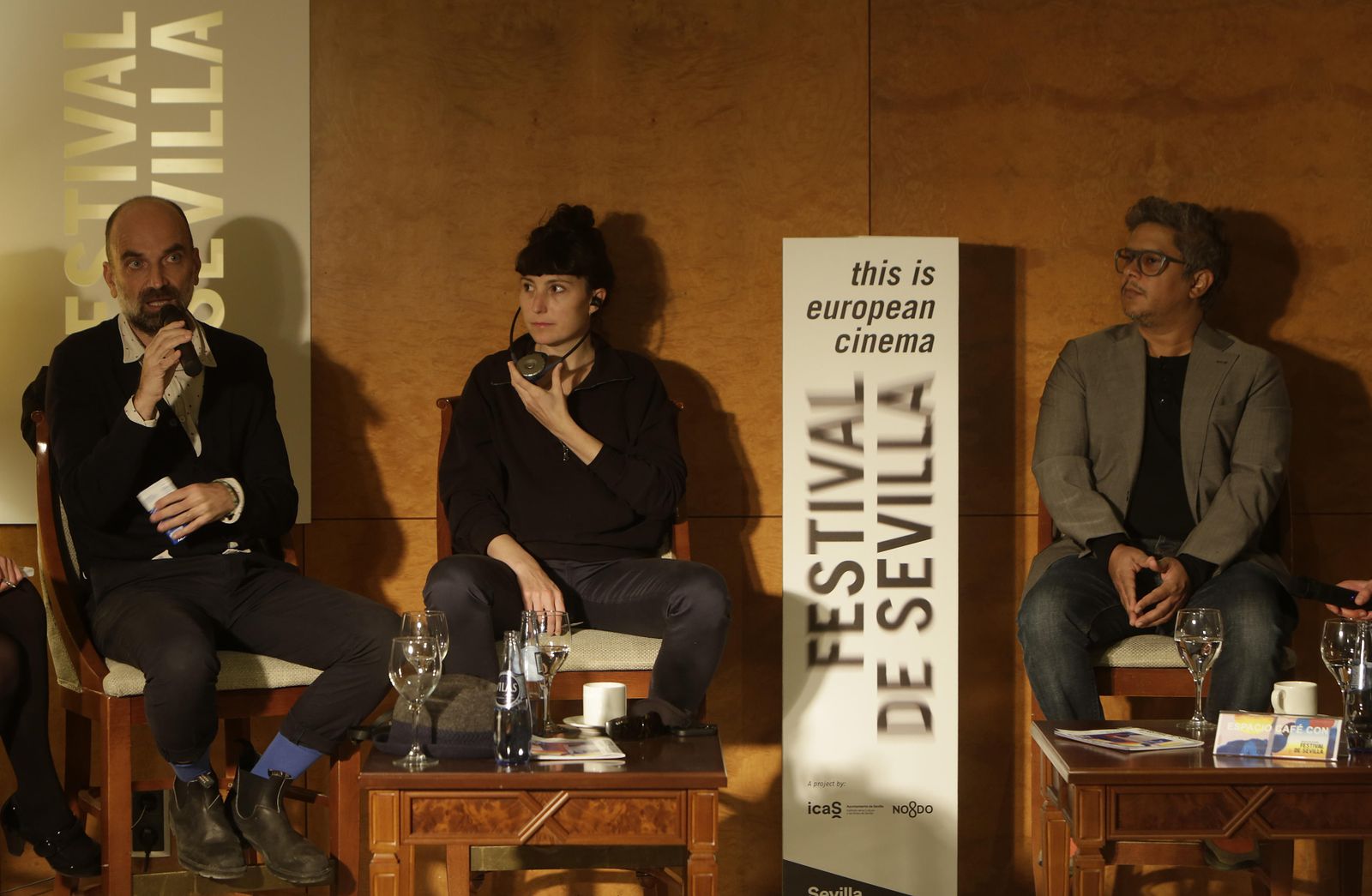 Massimo D’Anolfi, Rachel Lang y Nino Martínez Sosa, ayer en el ciclo ‘Un café con...’.