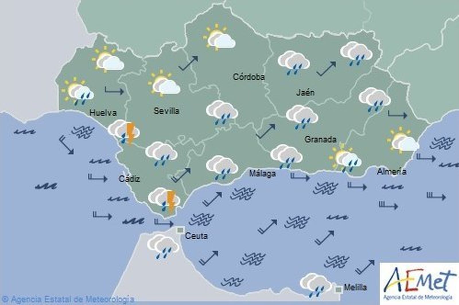 Previsión de Aemet para este martes.