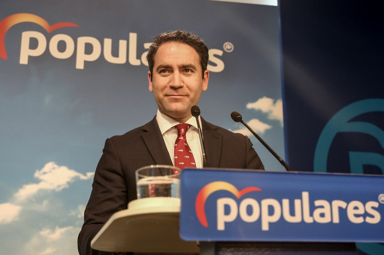 El secretario general del PP, Teodoro García Egea, en una rueda de prensa tras la reunión del Comité de Dirección del PP este lunes en la sede de la cale Génova.