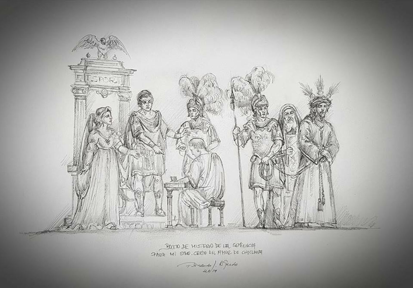 Boceto del nuevo misterio que acompañará sobre su paso al Señor del Amor a partir del próximo año.