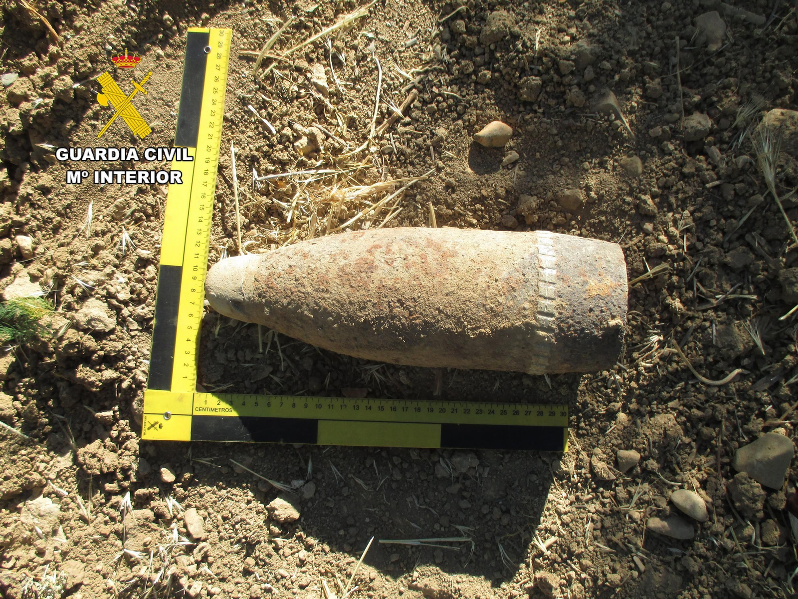 Proyectil encontrado en Alcalá la Rea.