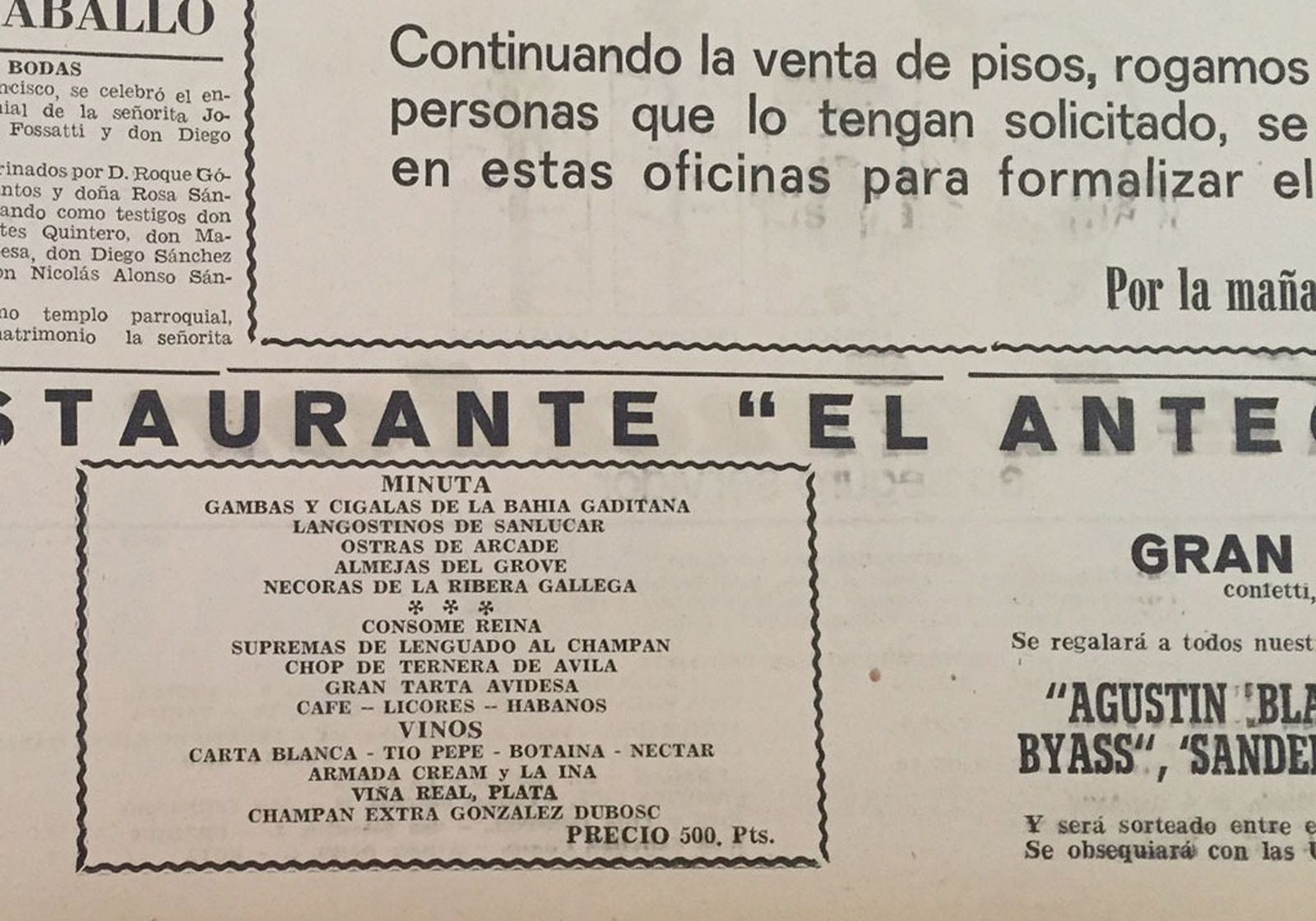 1966 hace 50 añosCenas y cotillones para despedir 1966