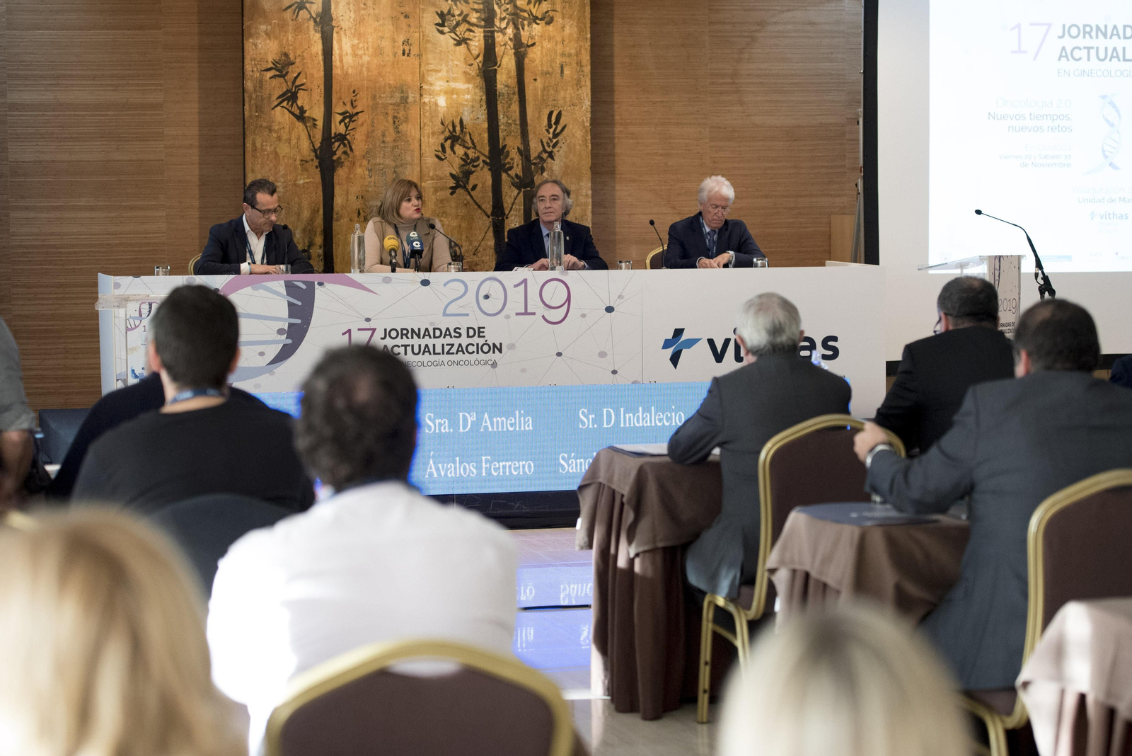 Emilio Fajardo, Amelia Ávalos, Indalecio Sánchez-Montesinos y Salomón Menjón, durante la inauguración de las XVIII Jornadas de Ginecología.