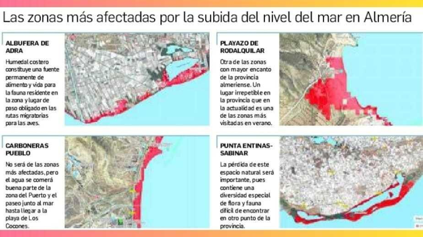 Cabo de Gata y Punta Entimas, primeros espacios en quedar bajo el nivel del agua