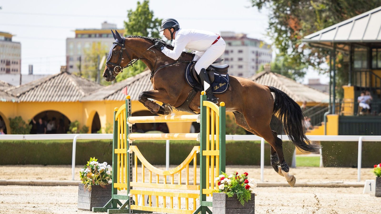 El ganador Luis Plaza con Vegas de la Fol en la carrera de esta tarde.