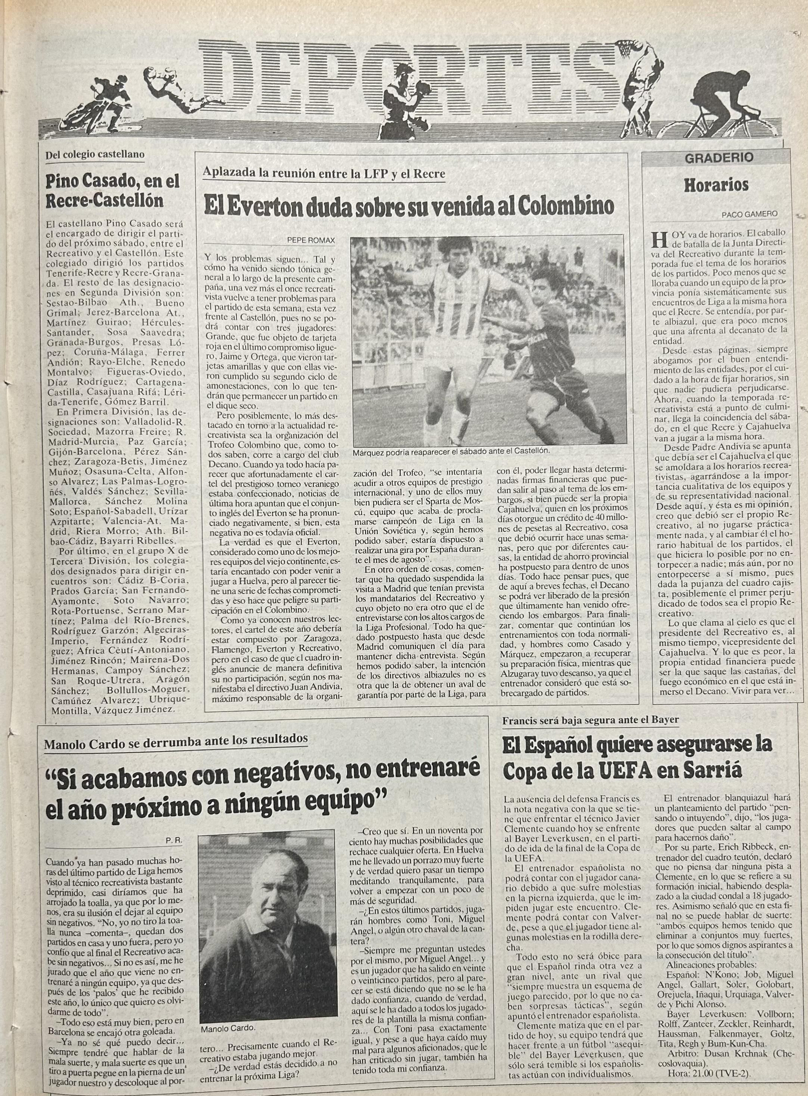 La portadilla de Deportes del 4 de mayo de 1988.