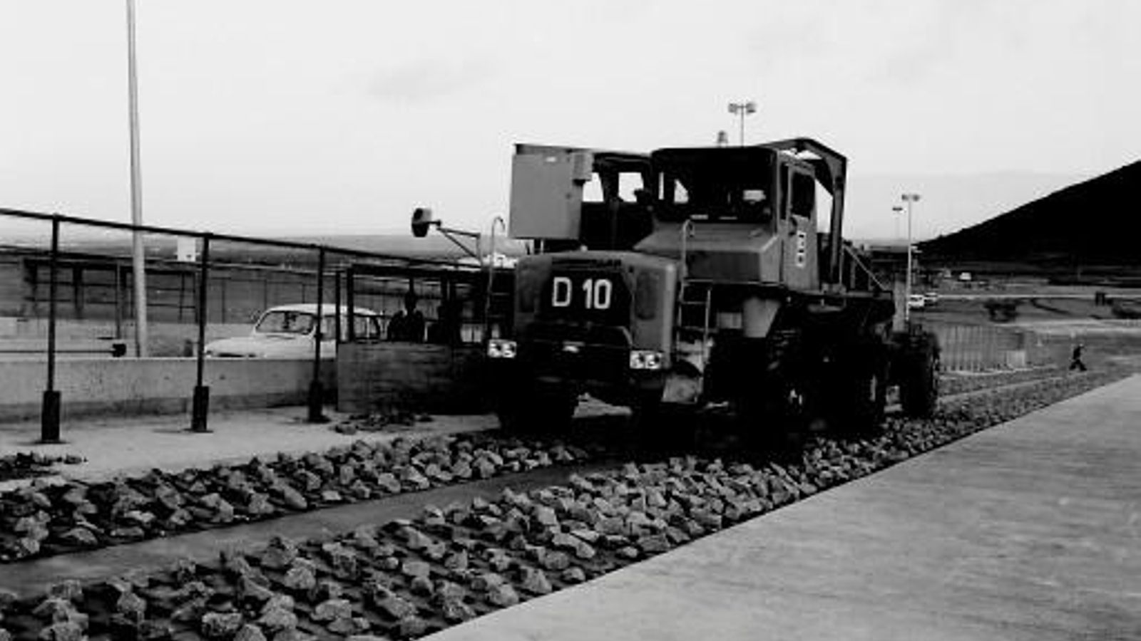 Foto histórica de la prueba de unos neumáticos.