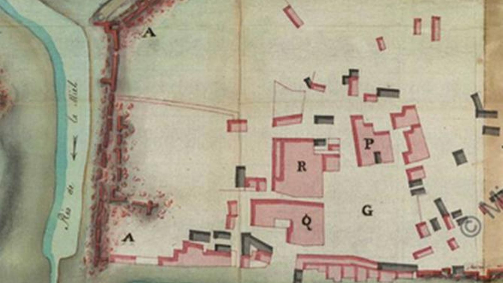 Detalle del plano anterior, con algunas de las manzanas citadas en el texto.