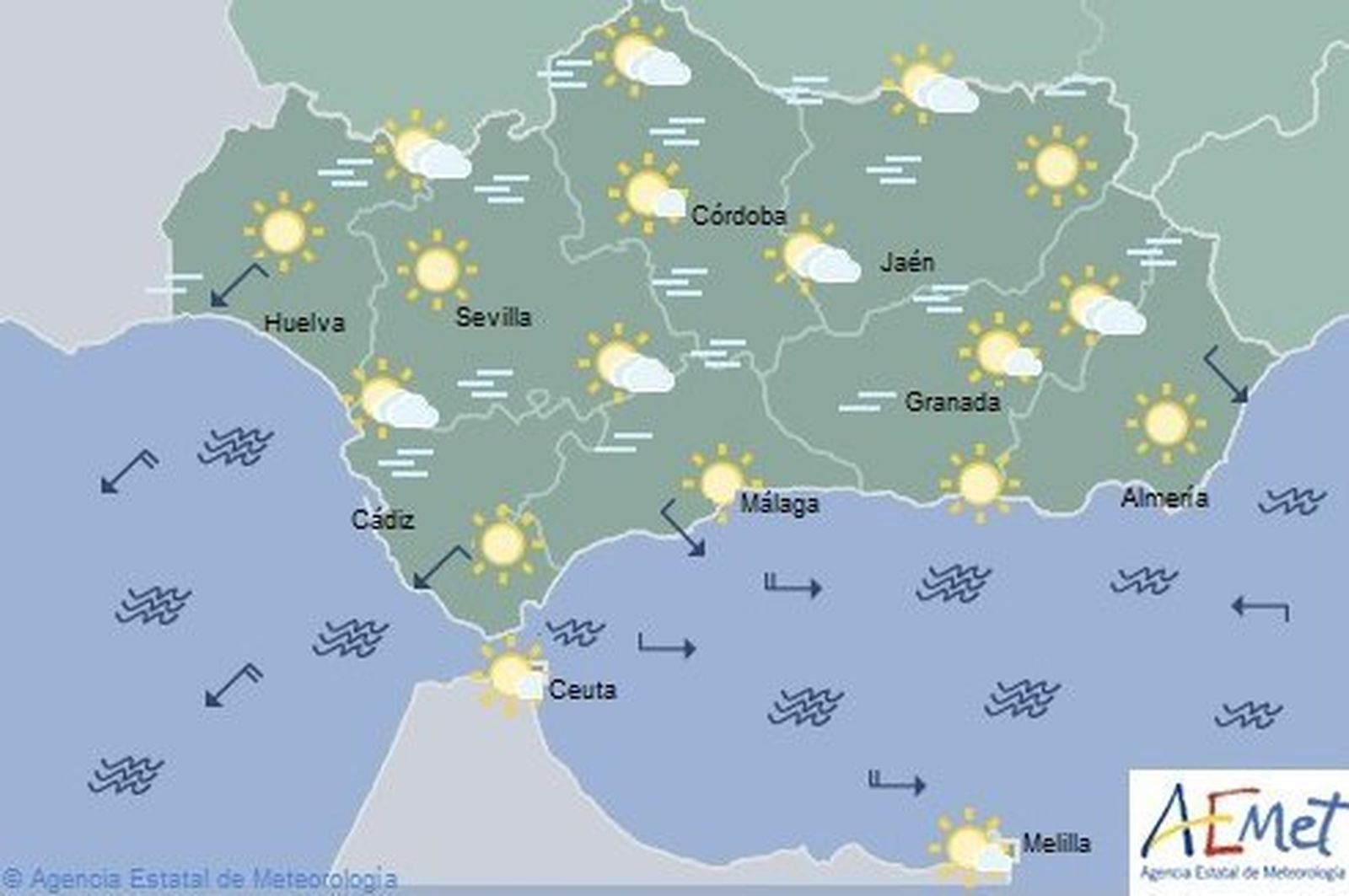 Previsión de Aemet para este lunes.