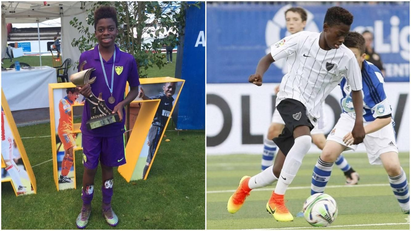 Luka Kameni con la camiseta del Málaga CF.