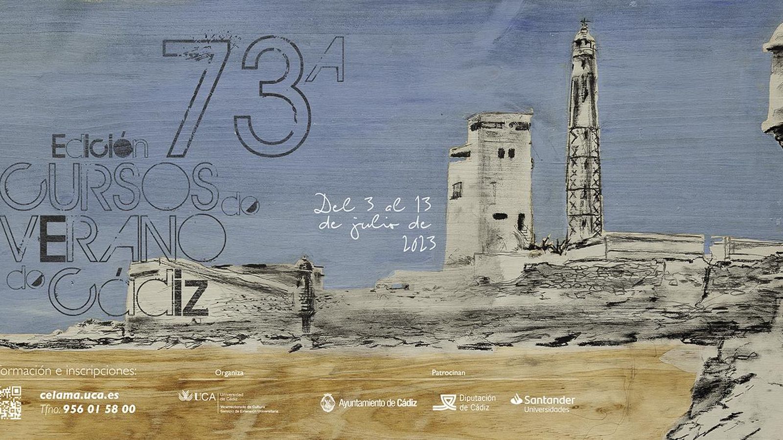 Cartel de los 73 Cursos de Verano de la Universidad de Cádiz realizado por Fabio Castro Jiménez.