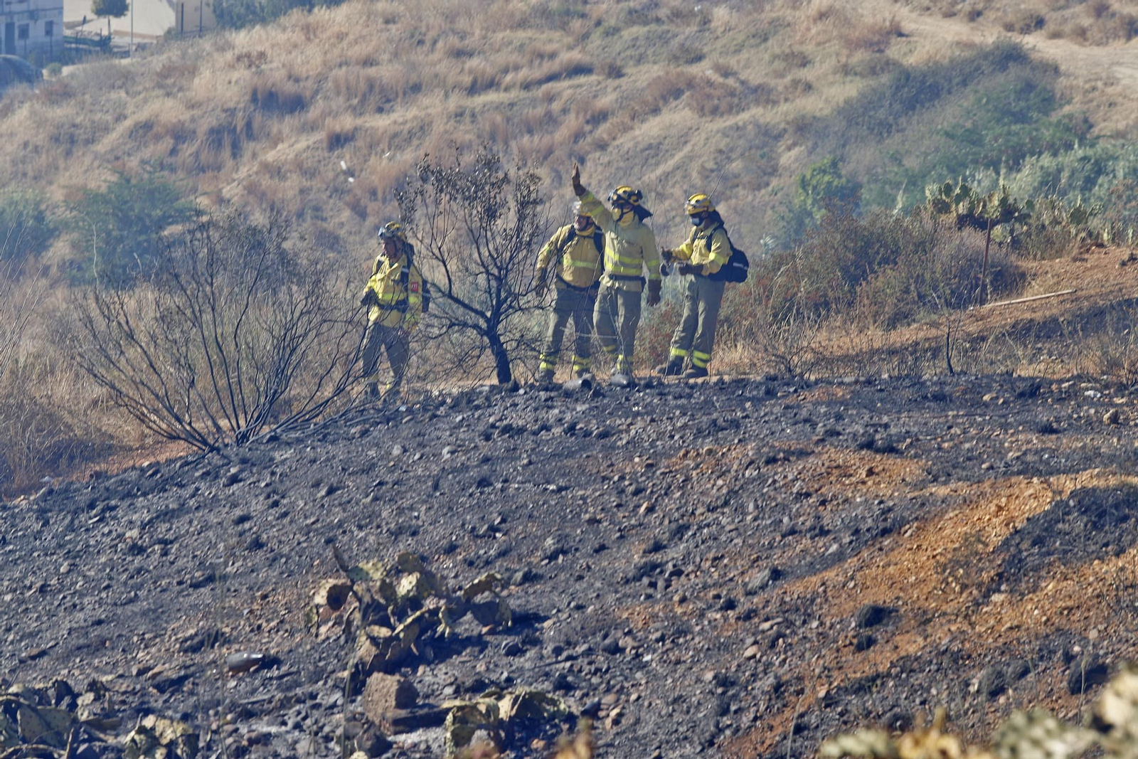 Imágenes del espectacular incendio en las laderas del Conquero