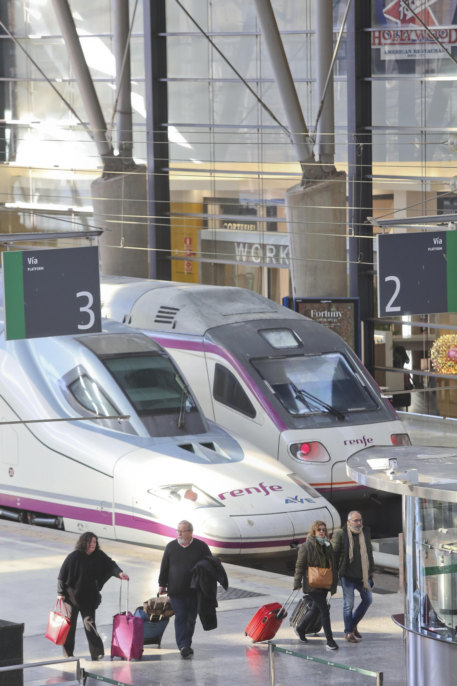 Viajeros en la estación María Zambrano.