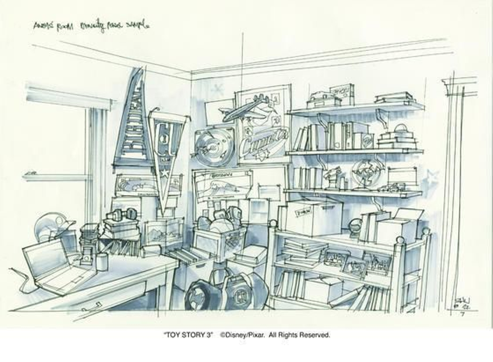 Unos de los dibujo previos a la realización de la película e Lee Unkrich.