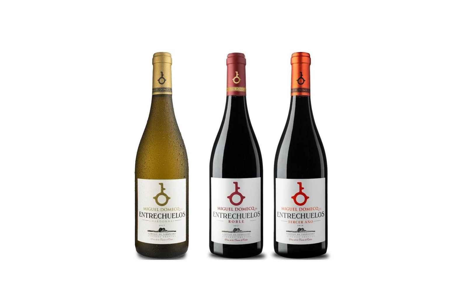 Las nuevas añadas de 'Entrechuelos Chardonnay', 'Entrechuelos Roble' y 'Entrechuelos Tercer Año'.