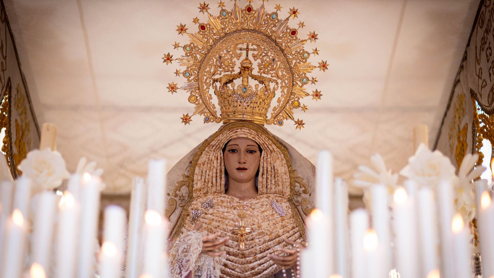 María Santísima de la Victoria, en 2023, sin su techo de palio