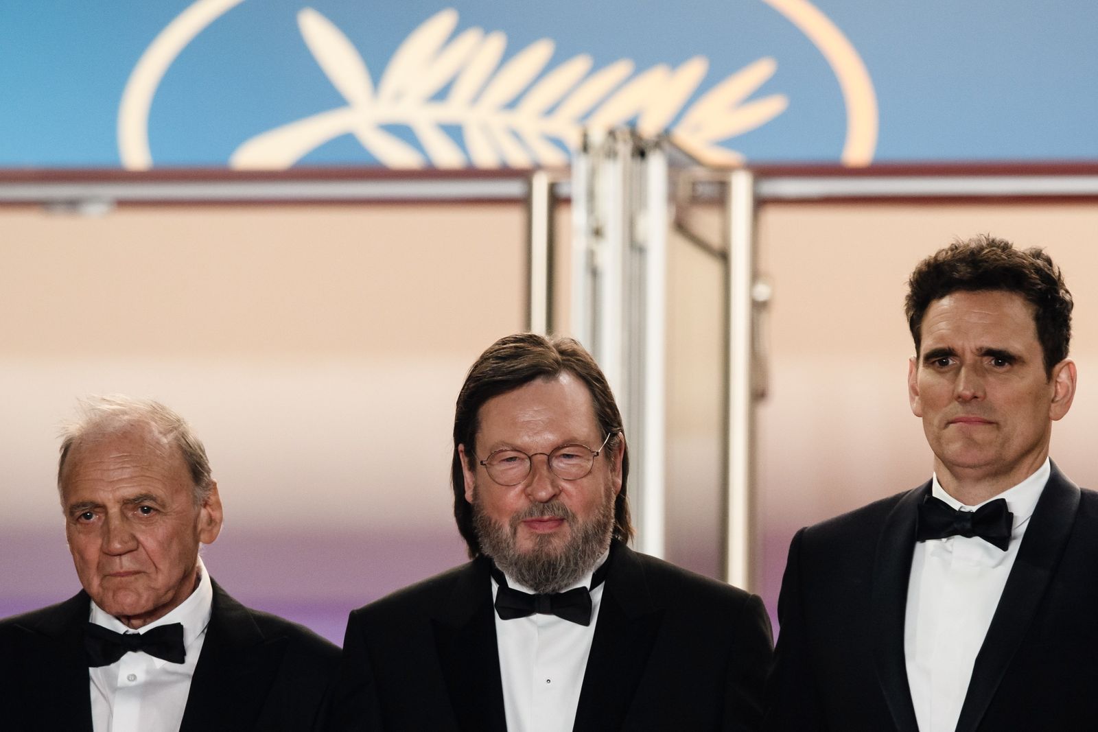 De izquierda a derecha, Bruno Ganz, Von Trier y Mat Dillon.