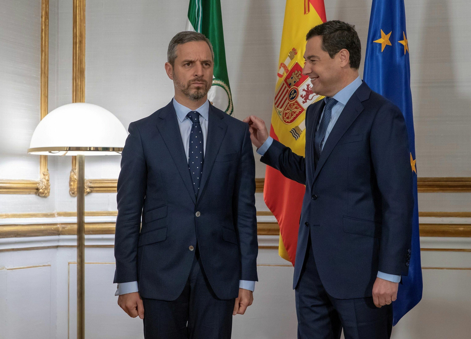 Juan Bravo, consejero de Hacienda, Industria y Energía, con el presidente de la Junta de Andalucía, Juanma Moreno Juan Bravo, consejero de Hacienda, Industria y Energía, con el presidente de la Junta de Andalucía, Juanma Moreno