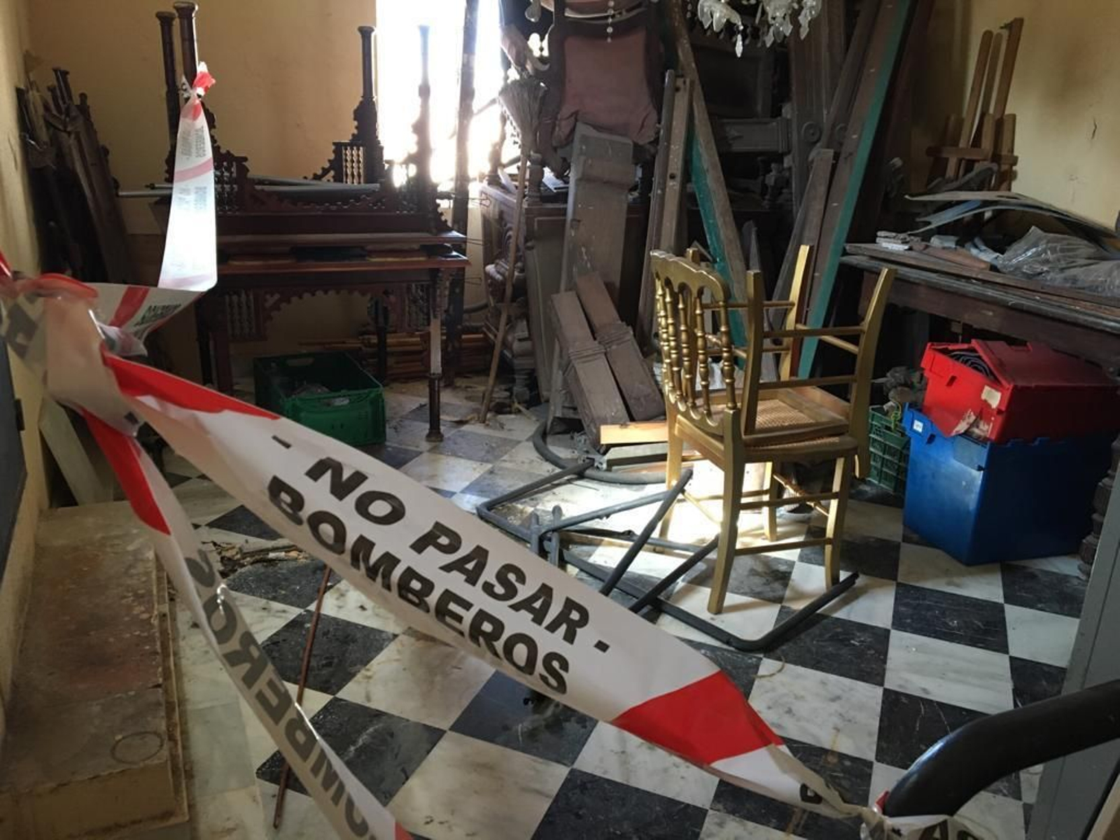 Zona que se encuentra precintada en el Casino Gaditano.