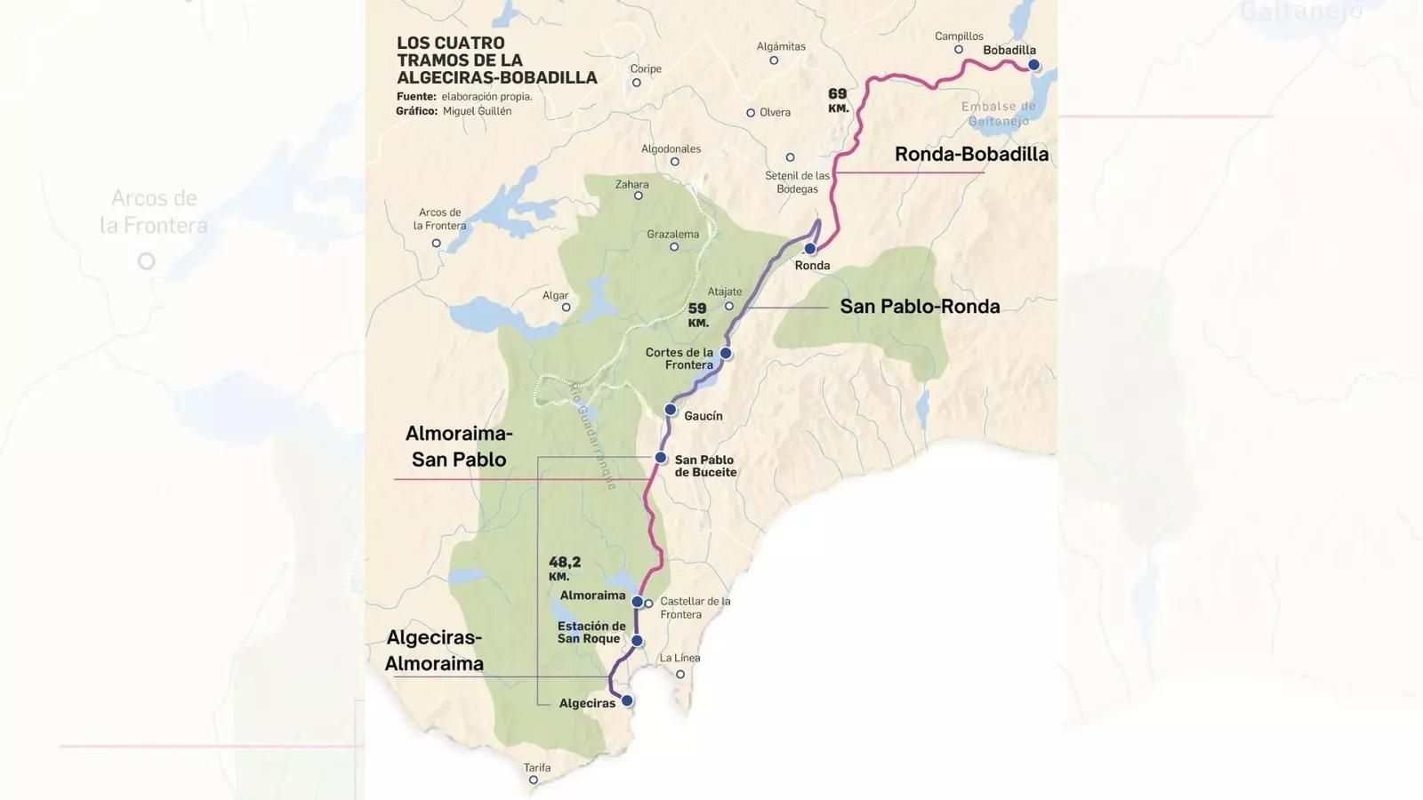 El mapa de la Algeciras-Bobadilla.