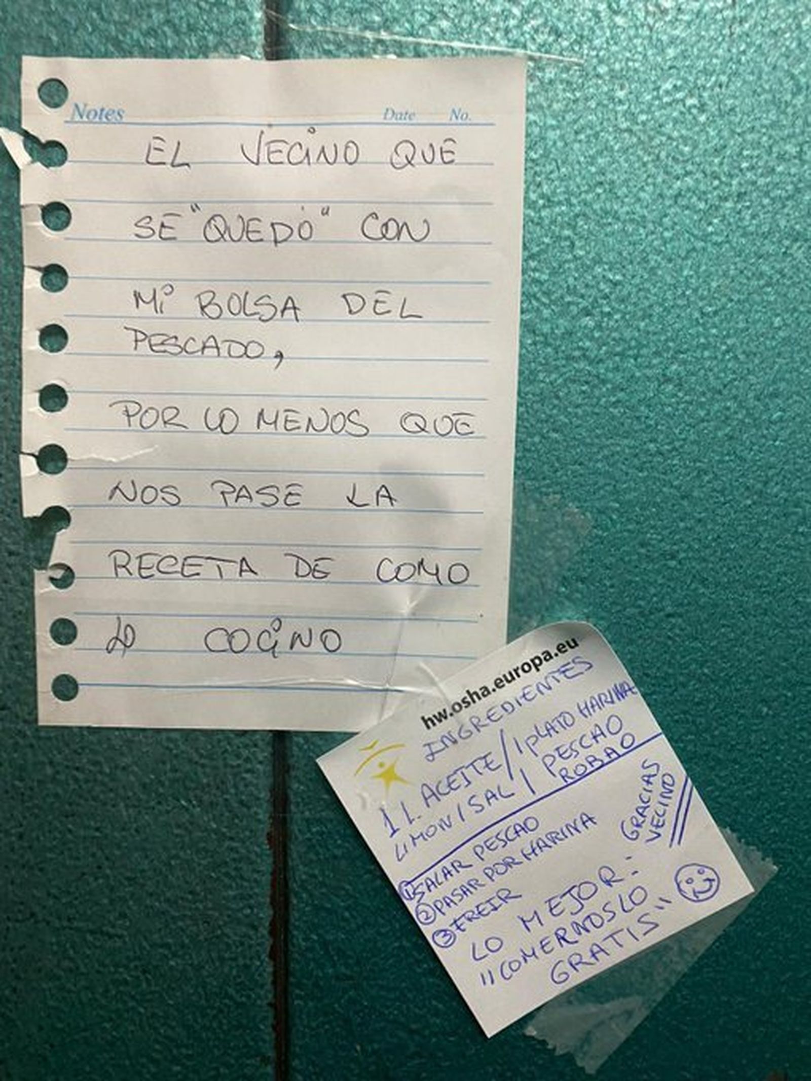Líos de rellano: la nota con respuesta más caradura