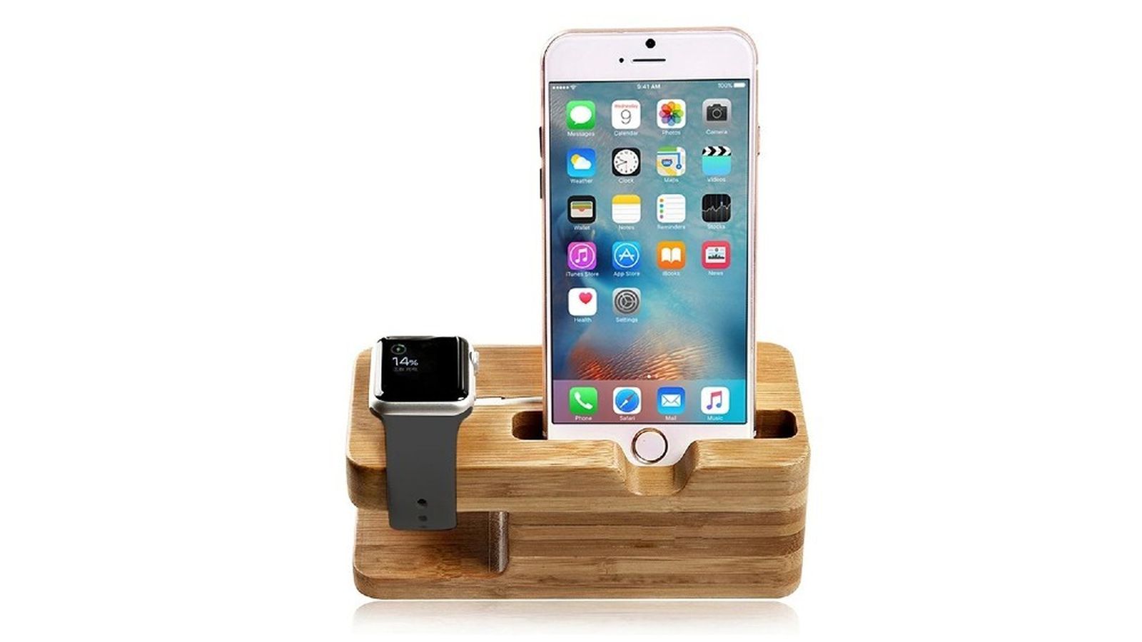 soporte estación de carga de Bambú