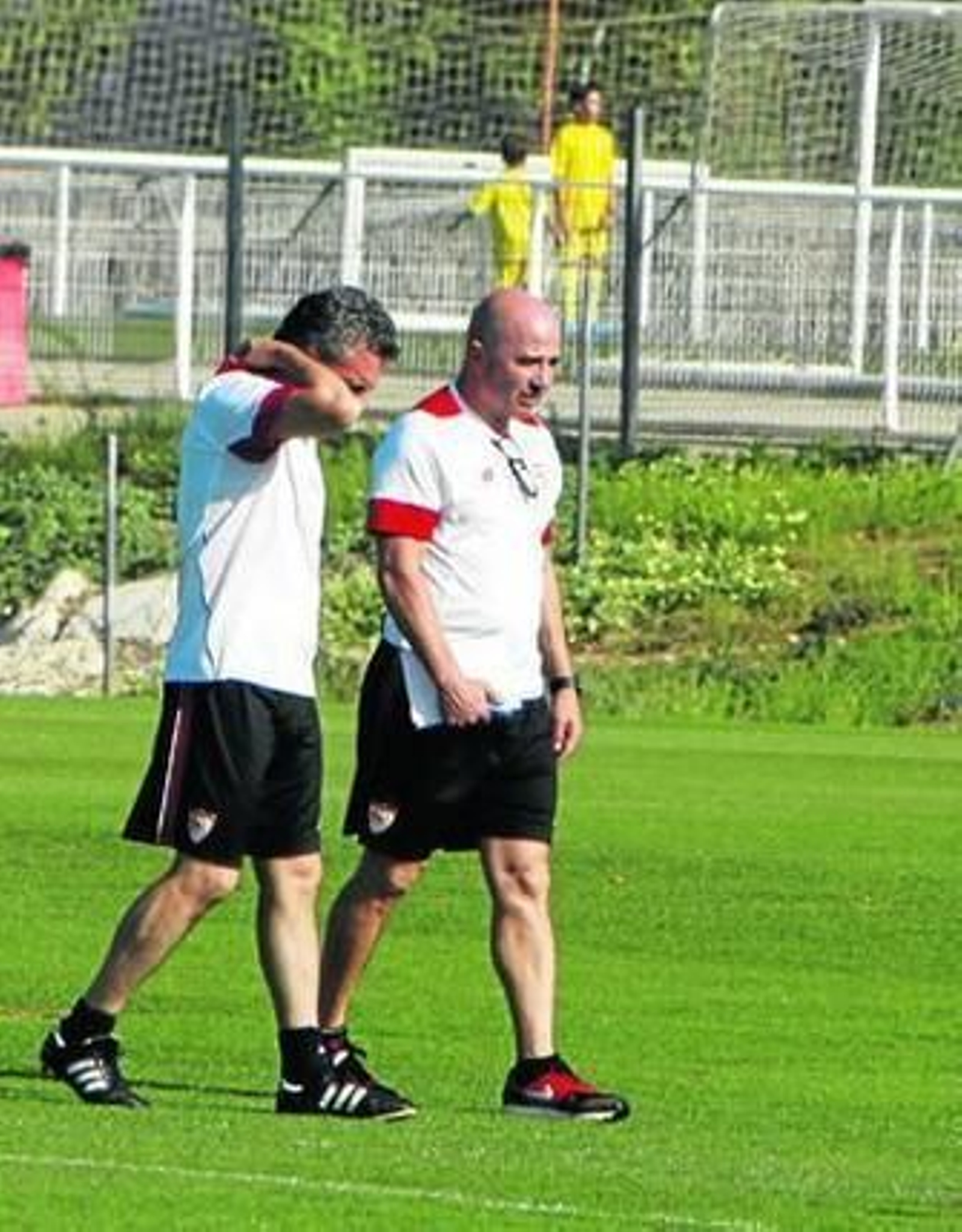 Sampaoli, junto a Lillo en el entrenamiento de ayer.