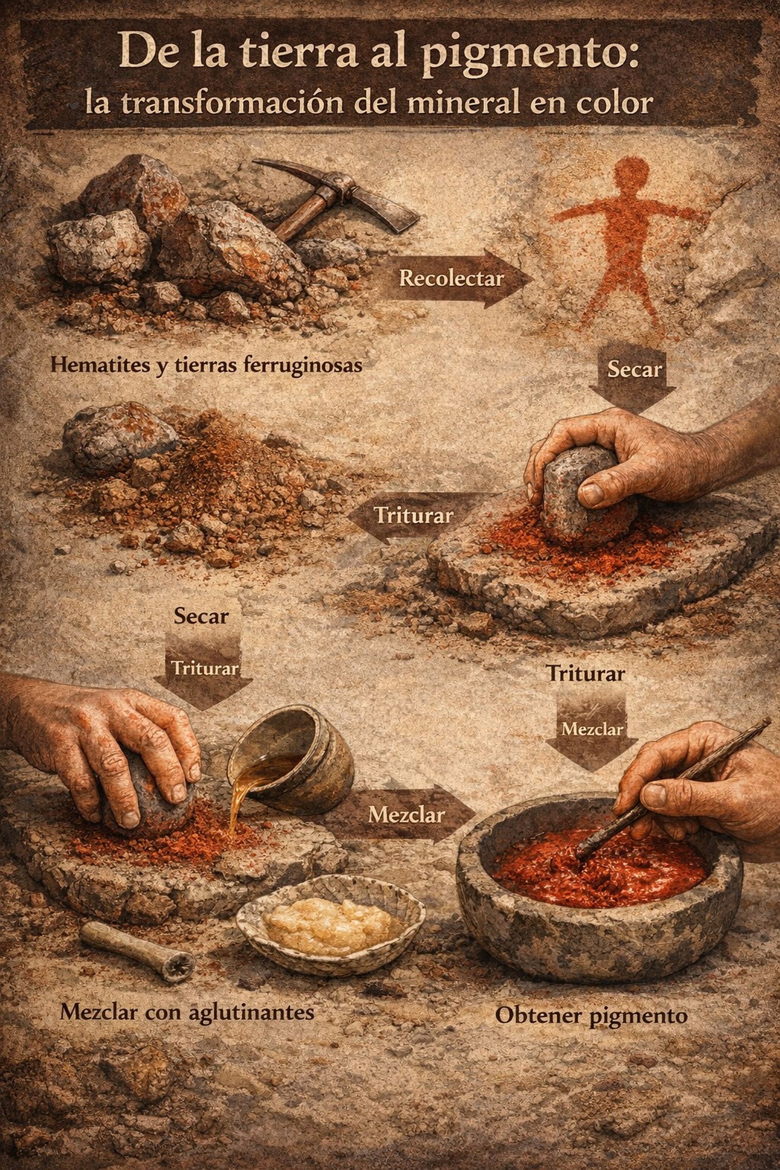Proceso de fabricación de pigmentos partiendo del mineral.