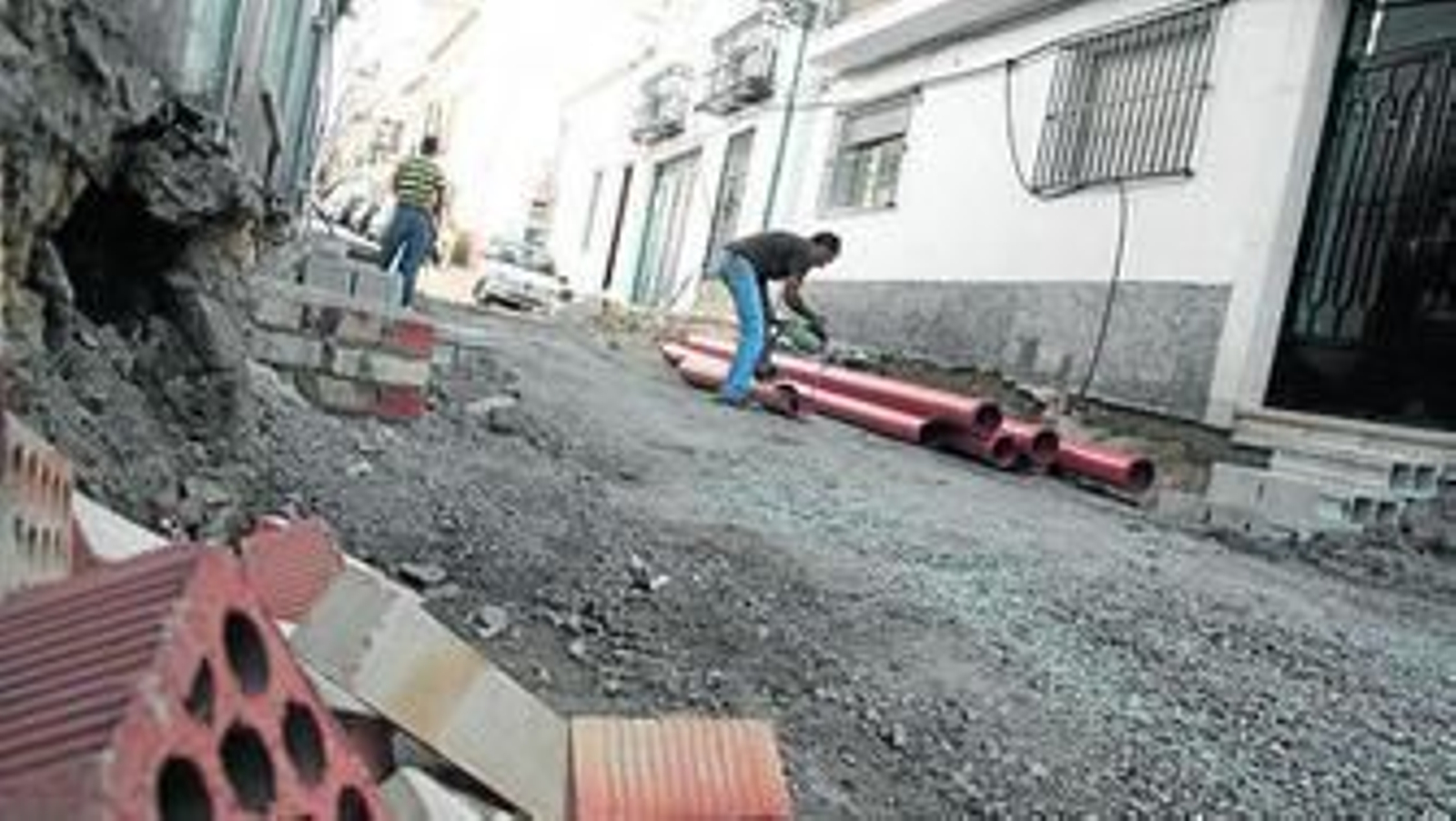 Obras en una calle de Antequera, en una imagen de archivo.