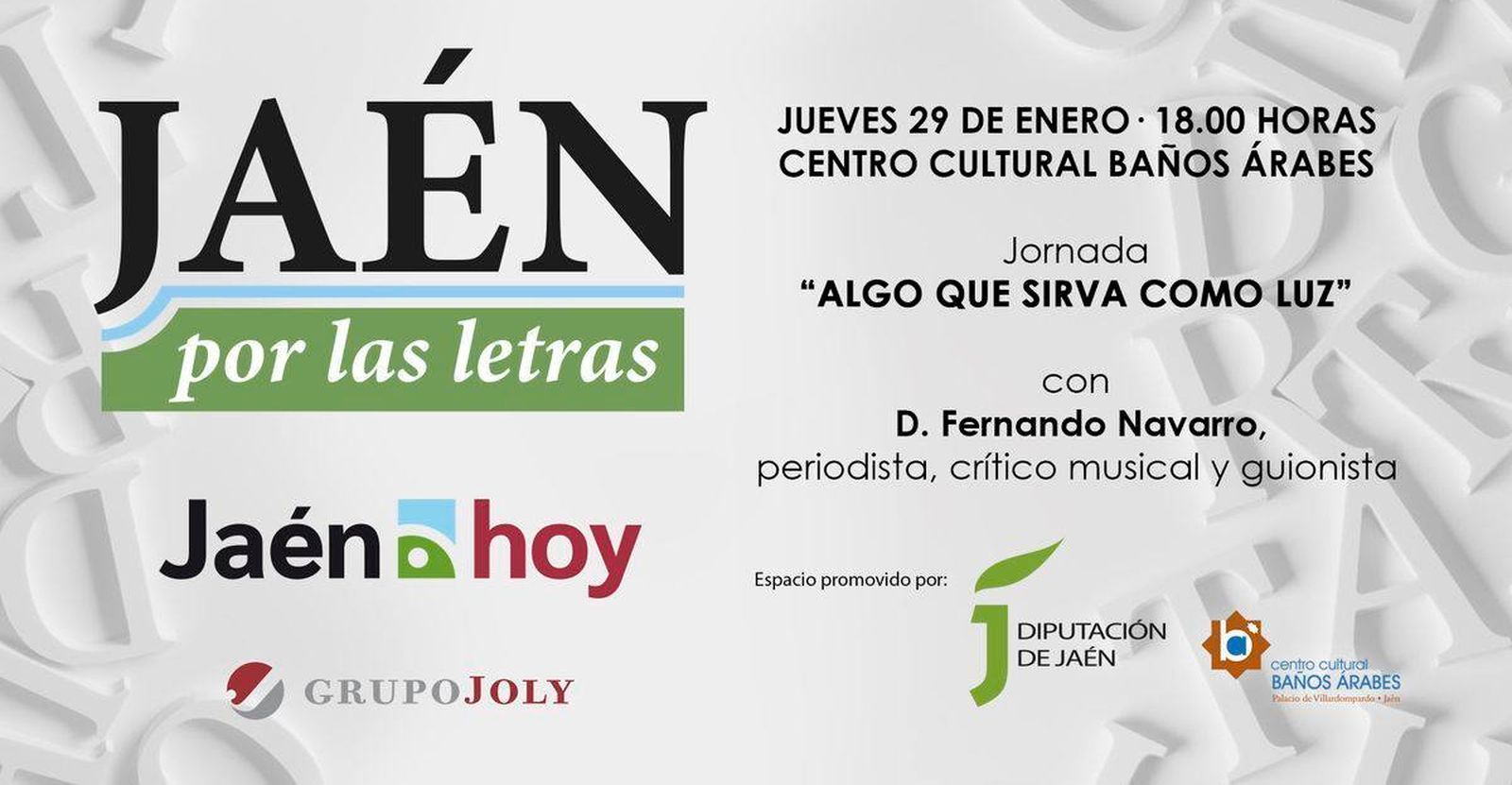 El encuentro literario tendrá lugar en el Centro Cultural Baños Árabes de Jaén.