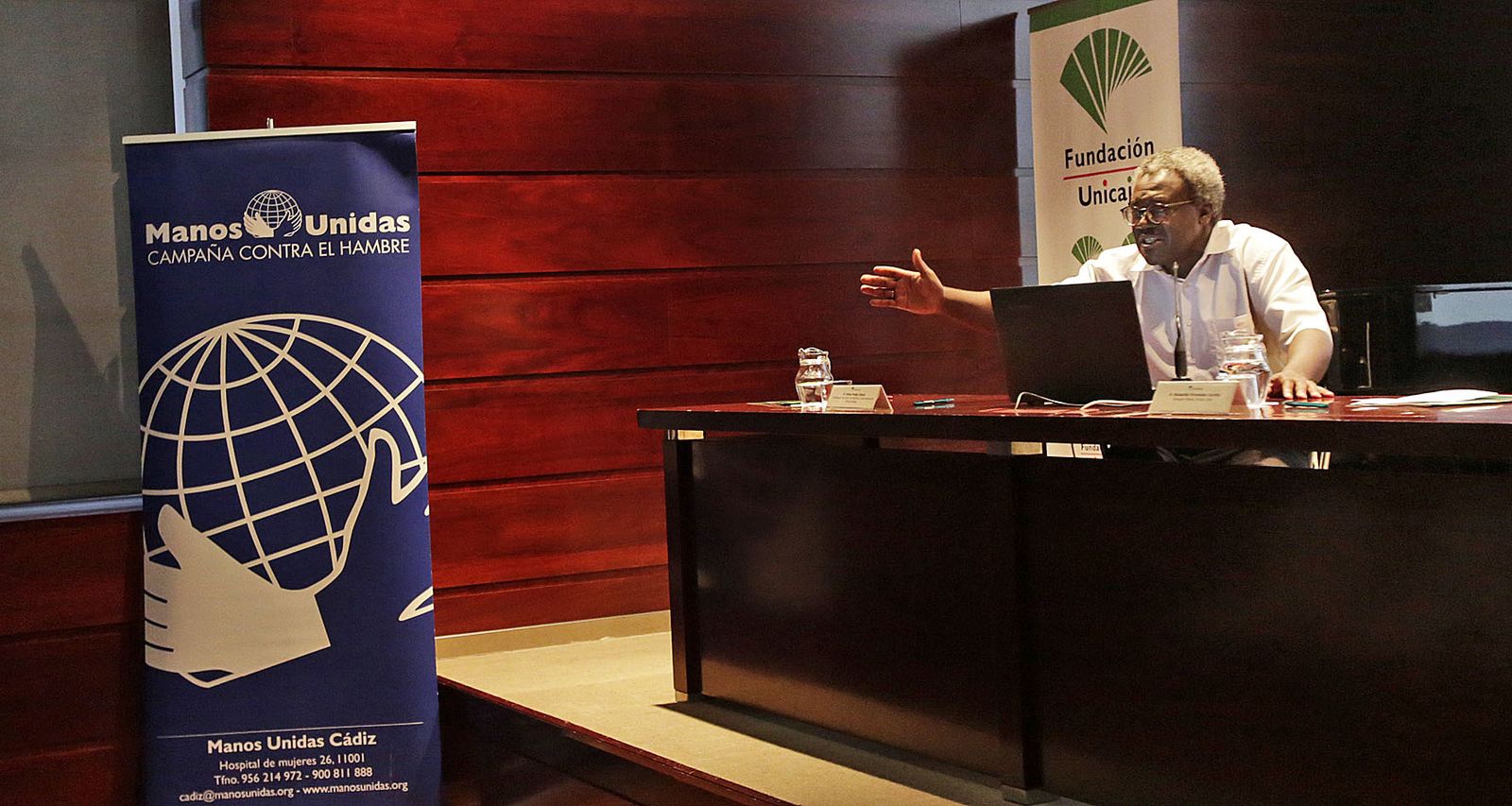 Fidèle Marie Joseph Podga durante la charla que ha ofrecido en la sede de la Fundación Unicaja.