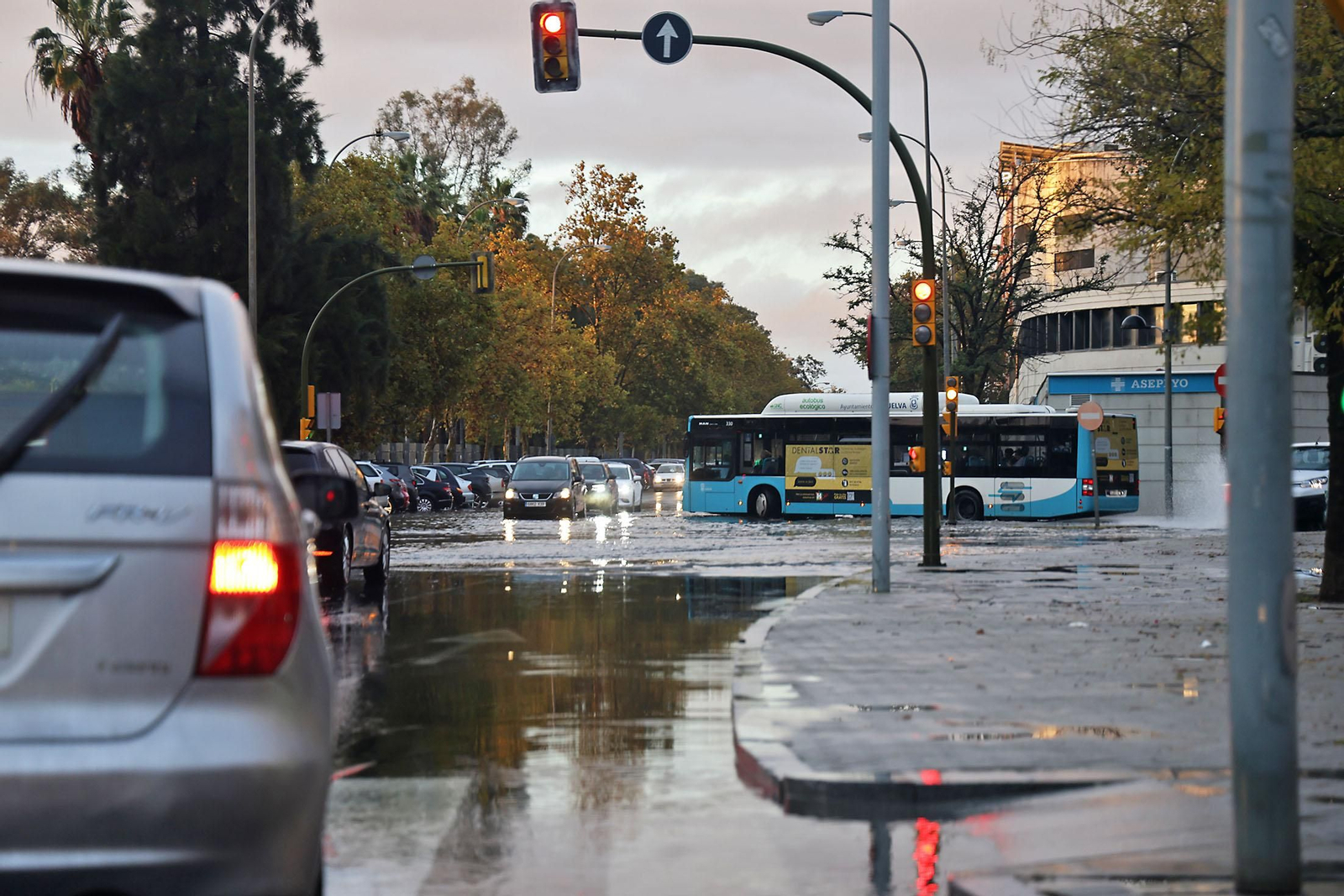 Imágenes del caos en Huelva por la borrasca Claudia con inundaciones, riadas y cortes de carreteras