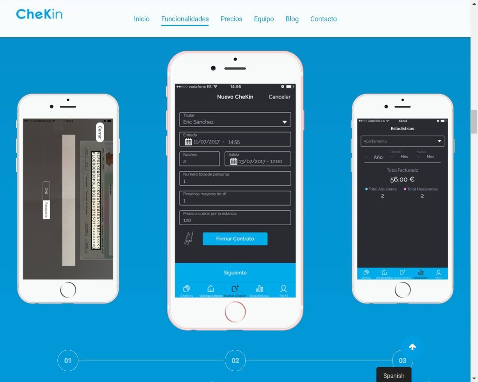 Distintas pantallas de registro de datos de la aplicación.